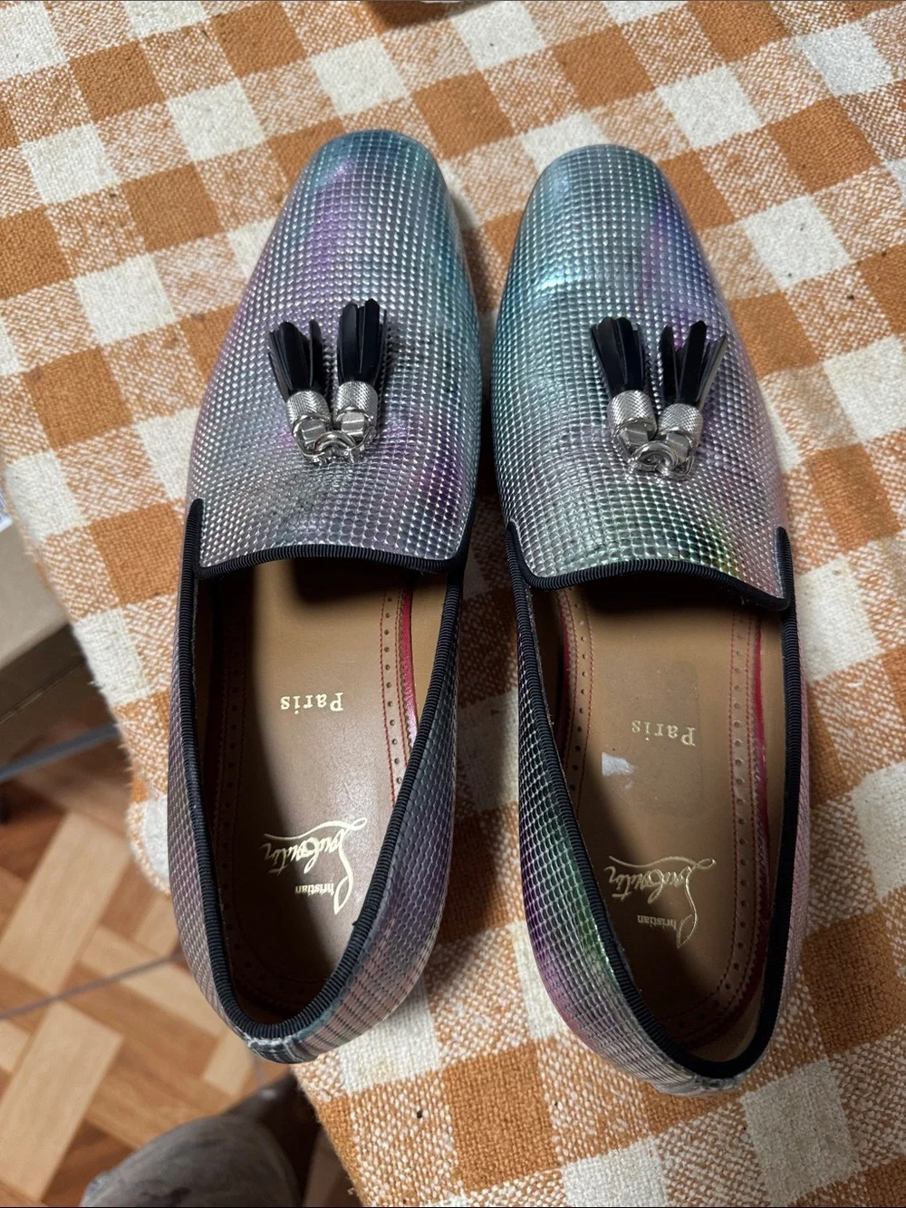 Christian Louboutin Iridescent Tassel Loafers in Multi-Color